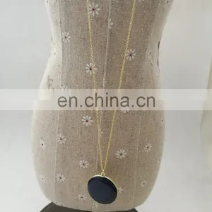Navy Round Photo Locket Enamel Necklace 14K Gold-Filled Customized Letters Necklace thumbnail-3