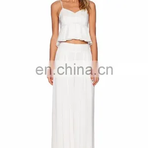 Pleated Hem With Back Zipper White Cropped Tops thumbnail-5