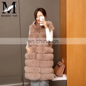 2015 Top Quality Lovely Fur Vests Women Outer Wear Vest Real Blue Fox Fur Coat China thumbnail-1