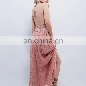 High Qaulity Lace Trim Cream Maxi Evening Dress ,fashion Woman Party Dress thumbnail-6