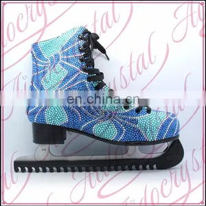 Aidocrystal 2017 Newest High Quality Blue Bling Rhinestone Ice Skating Shoes for Adults Teenagers and Kids Sports Shoes thumbnail-1