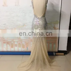 2016 Fashionable Summer Style Dresses Real Picture Scoop Mermaid Prom Dress Long Party Gowns With Dazzling Crystal thumbnail-2