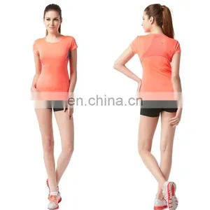 Yihao New Wholesale Bodybuliding Custom Woman Sportswear Fashion Running Plain T Shirt Sports Yoga T Shirt thumbnail-2