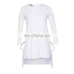 New Arrival Side Slit Tunic With Leather Cord Fashion Long Sleeve Muslim Top thumbnail-6
