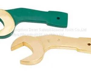 NON SPARKING BENT HANDLE FORGED HAMMER OPEN END WRENCH SPANNER ALUMINUM BRONZE thumbnail-1