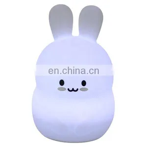 2020 New Design Animal Shaped Cute Rabbit LED Night Light Silicone Night Lamp For Kids thumbnail-5