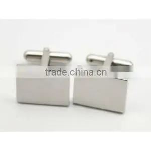 Mans Jewelry Stainless Steel Plain Rectangular Shiny Blank Cufflink High Quality thumbnail-3