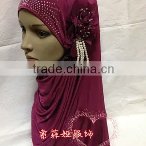 A564 Professional PEARL Hijab Islamic Head Scarf FLOWER Muslim Hijab thumbnail-1
