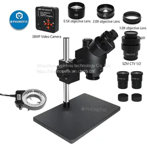 Black Simul-focal 7-45X Trinocular Stereo Zoom Microscope With Aluminum Alloy Base Pad thumbnail-3