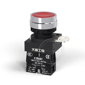 Ip65 22mm Flat Head Ring Illuminated 220v 1no1nc Push Button Light Switch With Led Reset thumbnail-1