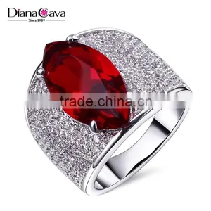 Dongguan Factory Direct Cocktail Jewelry Color Stone Zircon Red Blue Green Ring thumbnail-1