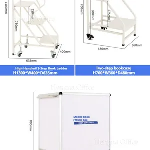 Superior Quality Portable Book Access Ladder With Universal Jointed Wheels & Brake – Great for Home Libraries and Book Collections thumbnail-2