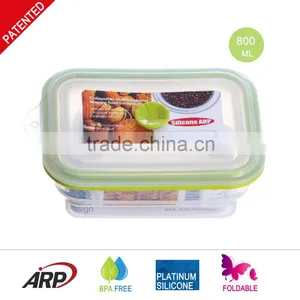 800ml 100%Silicone Food Container, Vacuum Box, Foldable, Non-stick, BPA FREE, Double Colors, FDA, LFGB, DGCCRF Most Popular thumbnail-1