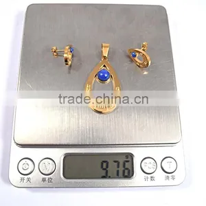 Dubai Gold Jewelry Set Blue Acrylic Bead Gold Plated Jewelry Indian Jewelry Set thumbnail-4