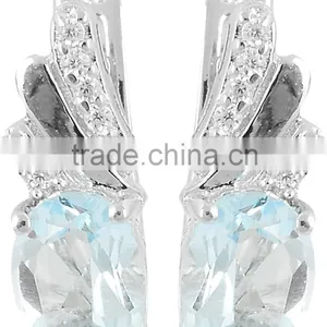 Natural Blue Topaz 925 Sterling Silver Ring Earring Set thumbnail-4
