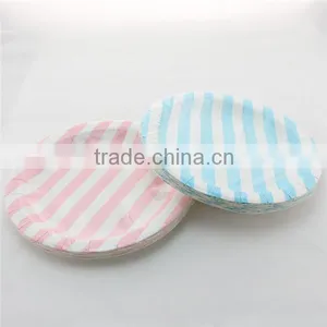 9 Inch Pink&White Striped Round Wedding Party Paper Plates,Paper Dish China Wholesales Quality Choice thumbnail-6