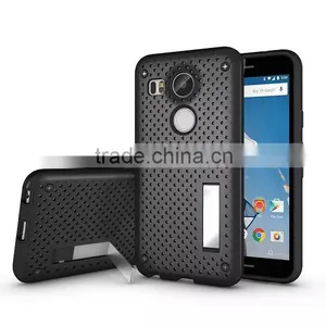 Shockproof Back Stand Case With Head Radiation Function For Nexus 5X Mesh Back Style TPU Rubber Cover Case MT-5296 thumbnail-1