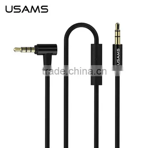 USAMS SJ064 L Shaped Aux Cable With MIC For Universal Mobile Phone 1m Stereo Audio Cable for Speaker thumbnail-1