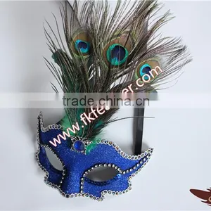 Blue Peacock Feather Carnival Mask Halloween For Party Decorations thumbnail-6