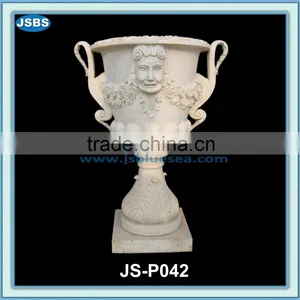Indoor Hand Carved White Marble Hanging Flower Pot thumbnail-1