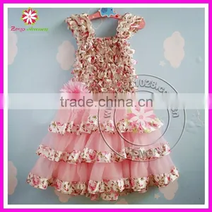 New Baby Pink Floral Satin Petti Dresses Girls Spring Long Flower Dresses thumbnail-1