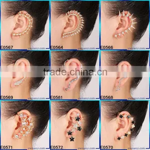 Flower Shape Rhinestone Cuff Clip Golden Ear Clip Fashion Jewelry E1357 thumbnail-4