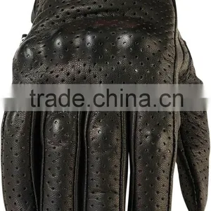 Holes Design Ladies Leather Made Motorcycle Motorbike Gloves thumbnail-1