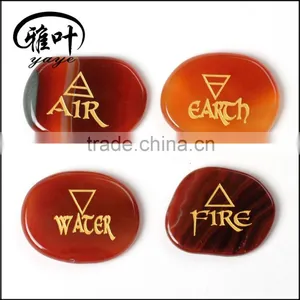 Wholesale Engraved Triangle Symbol Natural Carnelian Palm Stone Set thumbnail-1
