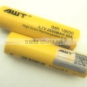 AWT Yellow 18650 2600mah 40A Subox Mini Vape Mod Box Mod Awt 18650 High Drain for Best Vape Mod Philippine thumbnail-1
