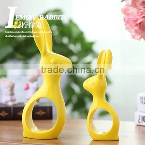 Handmade Craft Big Ears Unique Desgin Ceramic Easter Rabbits for Wholesale thumbnail-6