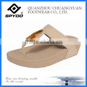 2014 Trendy Women Flip Flops Gold Crystal Suede thumbnail-1