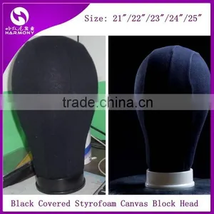 ( 20"/21"/22"/23"/24"/25" ) HARMONY Black Covered Styrofoam Canvas Block Head Polyurethane Mannequin Foam Head thumbnail-1