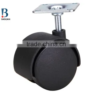 2015 Discount 2-inch Nylon Black Plastic Square Plate Double Swivel Furniture Caster Wheels thumbnail-2