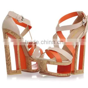 2016 Summer Colorful Purple Womens Block Heel Sandals Big Size Lady Shoes Factory Price thumbnail-1