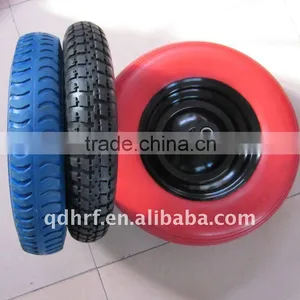 4.00-8/400-8 Colourful Flat Free Wheels ,PU Foam Tubeless for Wheel Barrow Quality Choice thumbnail-2