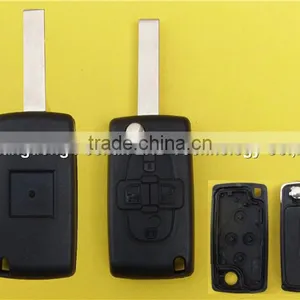 Best Selling 4 Buttons Flip Key Shell for Peugeot 407 Key Fob With Battery Place thumbnail-1