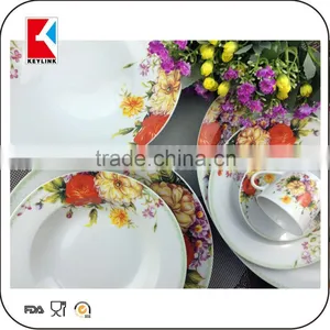 Competitive Elegance Flower Decal Printed Stoneware Dinnerware Sets Dubai Porcelain Dinner Set thumbnail-3