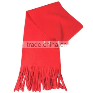 Super Soft Micrfo Fiber Fleece Scarf With Fringes in Red Color thumbnail-1