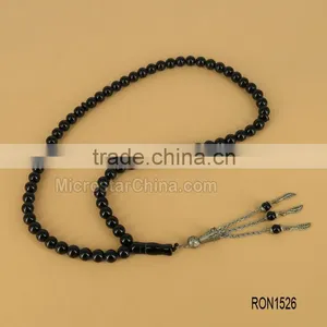 Black Agate Gemstone 66 Pcs 8mm Islamic Misbaha Tesbih Tasbih Prayer Beads thumbnail-1