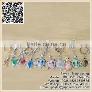 Fashion Designed Cheap Artificial Tortoise Keychain Diamond Key Ring thumbnail-1
