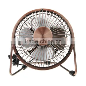 Vintage Retro 4/6 Inch 360 Degree Bronze Metal USB Cooling PC Laptop Desktop Portable Desk Mini Fan thumbnail-1