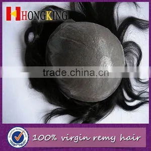 Indian Human Hair Invisible Knot Thin Skin Toupee thumbnail-1