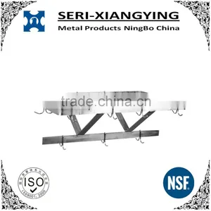 NSF Approval Stainless Steel Ceiling Mounted Pot Rack With Hooks thumbnail-1