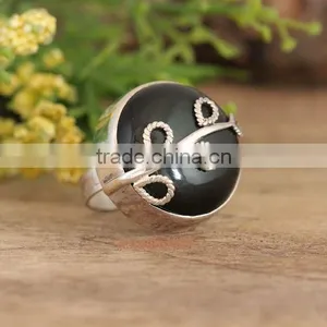 Natural Black Onyx Ring 92.5 Sterling Silver Jewellery thumbnail-1