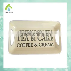Bamboo Melamine Food Serving Tray With Handle thumbnail-1