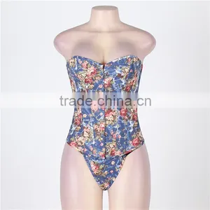 Wholesale Women Hot Sex Blue Photo Corset Waist Trainer Corset Sexy Corset thumbnail-2