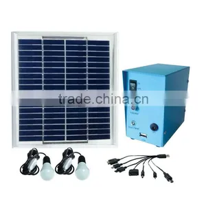 5W Solar Light Kit With 12V/4AH Battery 2 Lamps for 6 Hours With USB Charge Mobile thumbnail-1