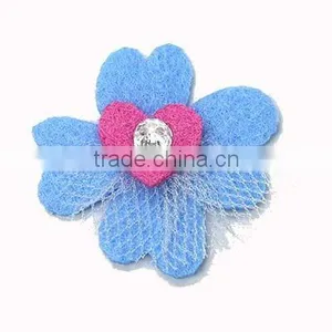 Blue Felt Flower With Crystal thumbnail-1