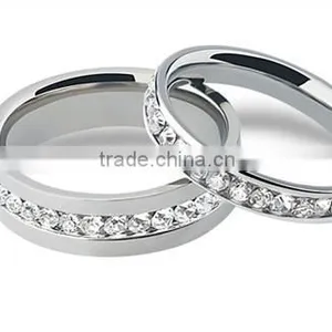 White Cubic Zirconia Eternity 316L Stainless Steel Wedding Band Ring for Lover thumbnail-5