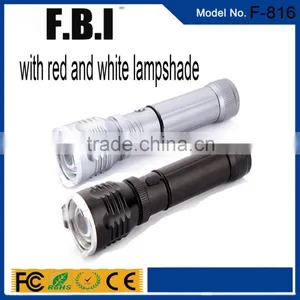 Multi-function Adjustable Focus Red and White Lampshade Portable Flashlight thumbnail-1